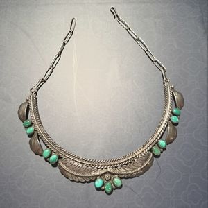 Vintage sterling silver Native American Turquoise Multi-stone necklace